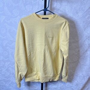 Brandy Melville Yellow Crewneck with 'Honey' Embroidery